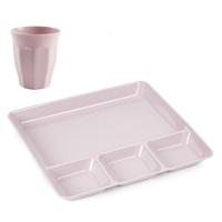 Plasticforte Vakjesborden 8x - met bekers 8x - roze - kunststof - gourmetborden - bbq servies Plasticforte Vakjesborden 8x - met bekers 8x - roze - kunststof - gourmetborden - bbq servies
