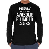Awesome plumber / loodgieter cadeau t-shirt long sleeves heren - thumbnail