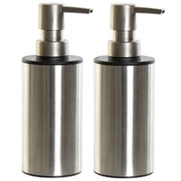 2x stuks zeeppompjes/zeepdispensers zilver RVS 300 ml - Zeeppompjes - thumbnail