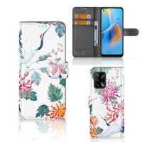 OPPO A74 4G Telefoonhoesje met Pasjes Bird Flowers - thumbnail