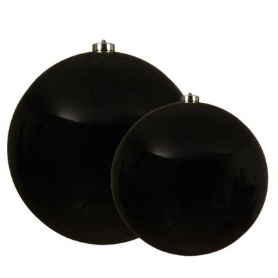 Decoris grote kerstballen - 2x stuks - zwart - Dia 14 en 20 cm - kunststof - kerstversieringen Decoris grote kerstballen - 2x stuks - zwart - Dia 14 en 20 cm - kunststof - kerstversieringen