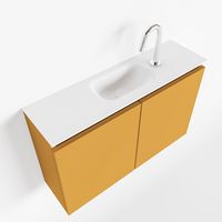 Toiletmeubel Mondiaz Ture | 80 cm | Meubelkleur Ocher | Eden wastafel Talc Midden | 1 kraangat