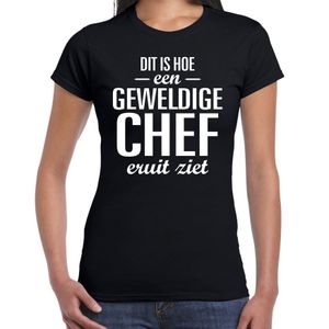 Dit is hoe een geweldige chef eruit ziet cadeau t-shirt zwart dames