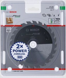 Bosch Accessories Bosch 2608837668 Hardmetaal-cirkelzaagblad 136 x 20 mm Aantal tanden: 24 1 stuk(s)