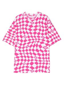 MM6 Maison Margiela Kids t-shirt en coton à carreaux - Rose