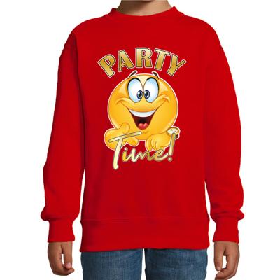 Verkleed sweater voor kinderen - party time emoji - rood - themafeesten/Carnaval