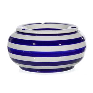 Stormasbak - 1x - blauw/wit - rond - terras asbak - 23 cm - keramiek
