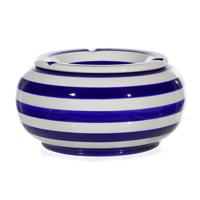 Stormasbak - 1x - blauw/wit - rond - terras asbak - 23 cm - keramiek