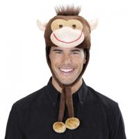 Aap verkleedmuts - polyester/fleece - bruin - volwassenen