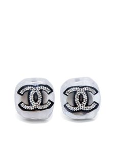 CHANEL Pre-Owned boucles d'oreilles serties de cristaux (2004) - Blanc