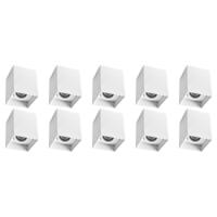 Kantelbare Vierkante Opbouwspot 10-Pack - GU10 Fitting - Mat Wit Aluminium
