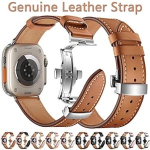 lederen band band voor smart watch ultra/ultra2 49mm 9 8 7 45mm 41mm 44mm 40mm 42mm 38mm mannen vrouwen metalen vlinder gesp horlogeband armband riem voor horloge serie miniinthebox