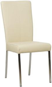 Crème leren moderne eetkamerstoel Daily - poot vierkant rvs - Toledo Leer Polar (crème leer)