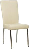 Crème leren moderne eetkamerstoel Daily - poot vierkant rvs - Toledo Leer Polar (crème leer)