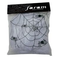 Faram Decoratie spinnenweb/spinrag met spinnen - 100 gram - wit - Halloween/horror versiering - Feestdecoratievoorwerp - thumbnail