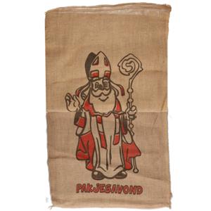 Jute cadeau zak - 5x - voor Sinterklaas - met print en tekst - 60 x 102 cm - Pakjesavond