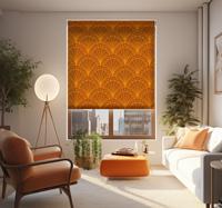 Oranje artdeco overlappende bogen rolgordijn