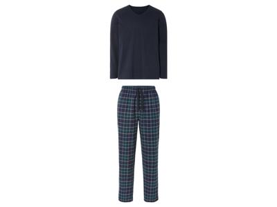 LIVERGY Heren flanellen pyjamabroek (XL, Donkerblauw/groen)