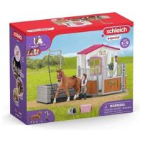 Paardenwasplaats met stal, SCHLEICH 72177 HORSE CLUB, met figuur van paard en ruiter, geschikt voor kinderen vanaf 5 jaar.