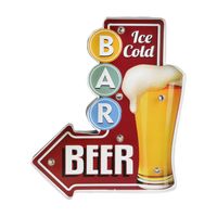 Bier/Oktoberfest wand decoratiebord - Ice Cold Beer - Vintage metaal - 29 x 35 cm   -
