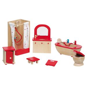 Goki Furniture for flexible puppets, bathroom Babypopbadkamer