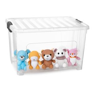 Opslagbox met deksel - transparant/grijs - 47 liter - 54 x 38 x 32 cm - kunststof