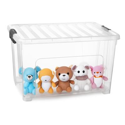 Opslagbox met deksel - transparant/grijs - 47 liter - 54 x 38 x 32 cm - kunststof