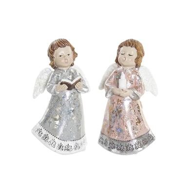 Kerstversiering DKD Home Decor Hars Engel (7 x 5 x 13 cm) (2 Stuks)