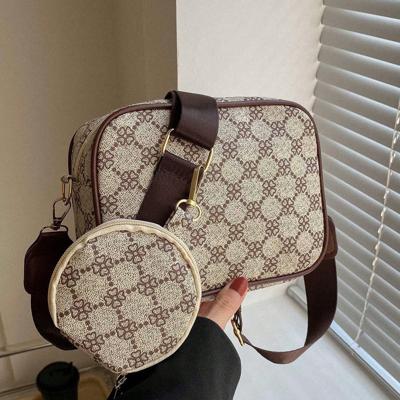 Bon&Bon Coffee Brown PU Leather Mini Crossbody Bag - Vintage Square Bag Khaki