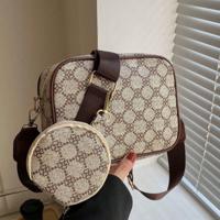 Bon&Bon Coffee Brown PU Leather Mini Crossbody Bag - Vintage Square Bag Khaki