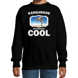 Dieren kangoeroe sweater zwart kinderen - kangaroos are cool trui jongens en meisjes