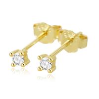 Elenza .925 Zilveren Studs met Gouden Plating en Zirconia - 2mm