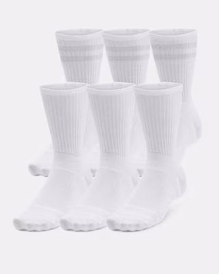 Under Armour Unisex Sokken 6-Pack Wit - Maat 36.5/42 - Kleur: Wit | Soccerfanshop