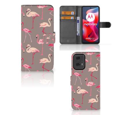 Motorola Moto G24 | G04 | G24 Power | Telefoonhoesje | Met pasjeshouder | Flamingo