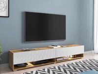 TV-meubel ACAPULCO 2 klapdeuren 180 cm wotan eik/hoogglans wit met led - thumbnail