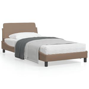 Bedframe met hoofdbord kunstleer cappuccinokleurig 100x200 cm