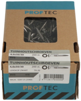 Proftec tuinhoutschroef rvs-410 lk zwarte kop +snijpunt torx tx20 4.0x50/30 | 200 stuks - 5207.31.25905