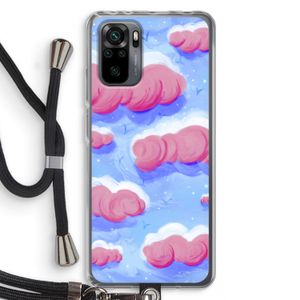 Roze wolken met vogels: Xiaomi Redmi Note 10 Pro Transparant Hoesje met koord