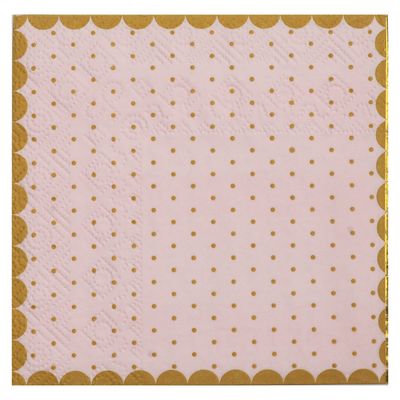 Feest servetten - stippen - 20x stuks - 25 x 25 cm - papier - roze/goud