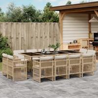 13-delige Tuinset met kussens poly rattan beige