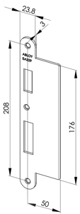 ABLOY EA329 Abloy sluitplaat voor stompe deuren | verlengde lip | 232x62x3mm | voor Abloy sloten DR 1/2/3/4. - 10013738