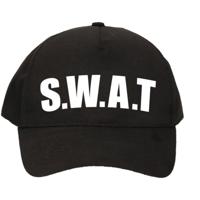 SWAT team politie agent verkleed petje - 2x stuks - baseballcap - zwart - voor kinderen - verkleden