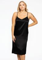 Yoek Dress spaghetti silk | Zwart | Maat 50/52