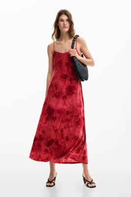 Bloemenjurk met bandjes - RED - M