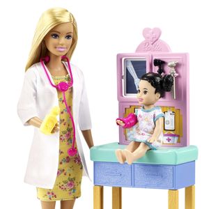 Barbie - professionele barbie doktersdoos met barbiepoppen en patiënt en medische accessoires - modepop - vanaf 3 jaar