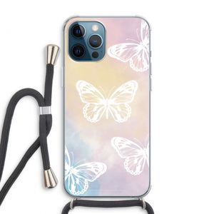 White butterfly: iPhone 12 Pro Max Transparant Hoesje met koord