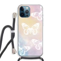 White butterfly: iPhone 12 Pro Max Transparant Hoesje met koord