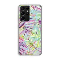 Tropical Palms Blue: Samsung Galaxy S21 Ultra Transparant Hoesje