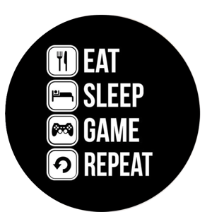 Muursticker - Eat Sleep Game Repeat / Rond