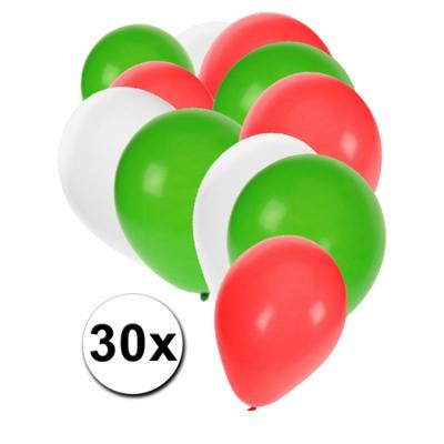 Party Ballonnen setje - groen-wit-rood - 30x stuks - feestartikelen - versiering